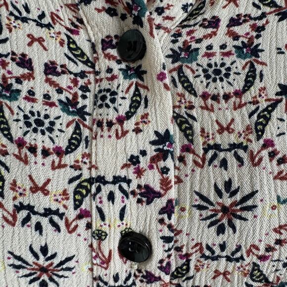 Natural Life Cream Floral Boho Chic Button Down Top Small- Cottagecore - Picture 6 of 10